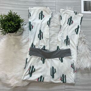 Tickled Teal White Cactus Lounge Pants
